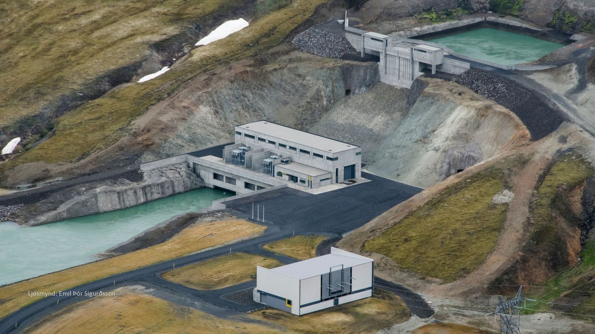 Virkjun séð úr lofti.