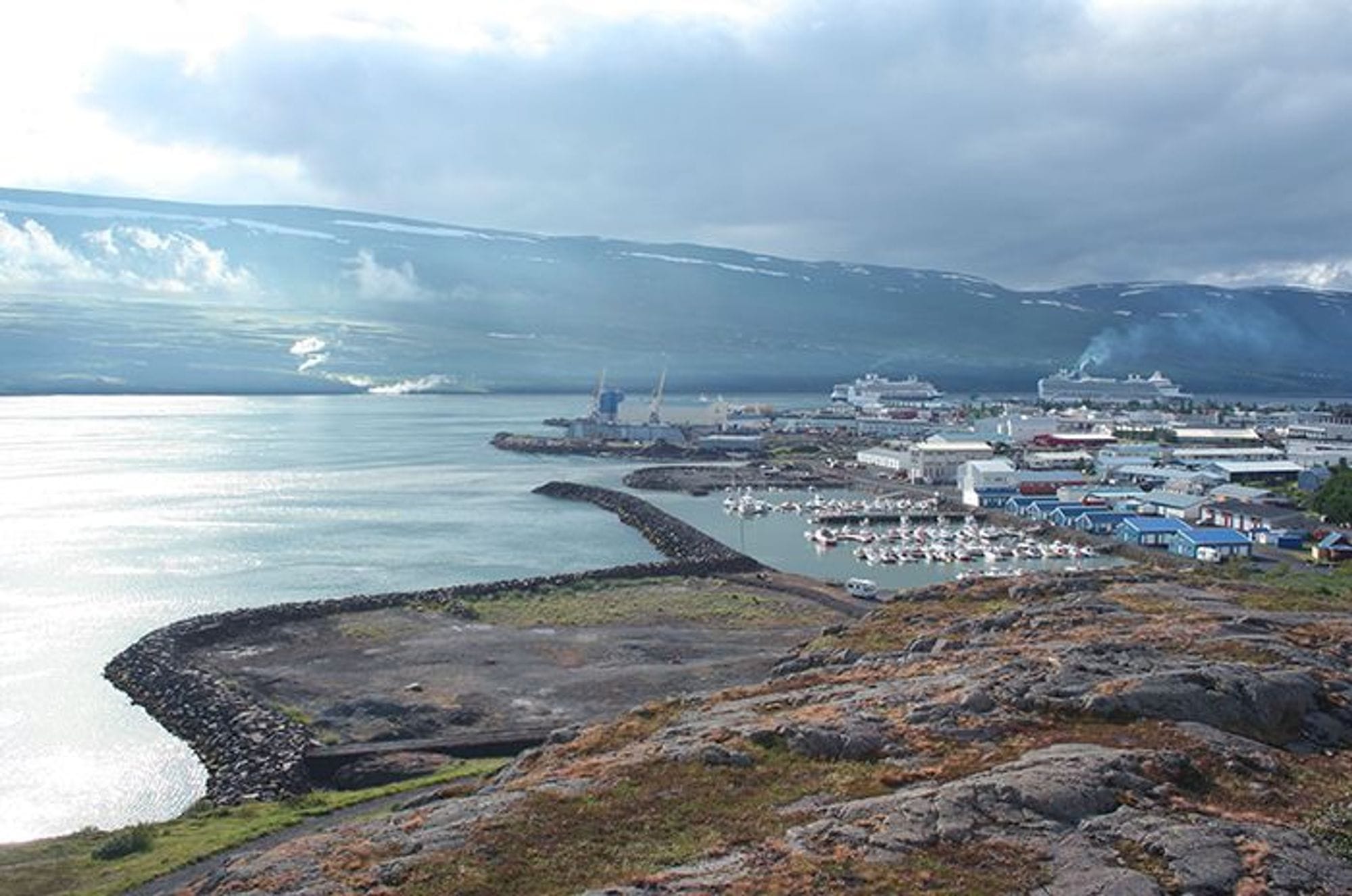 Bird eye view of a landscape and a small town