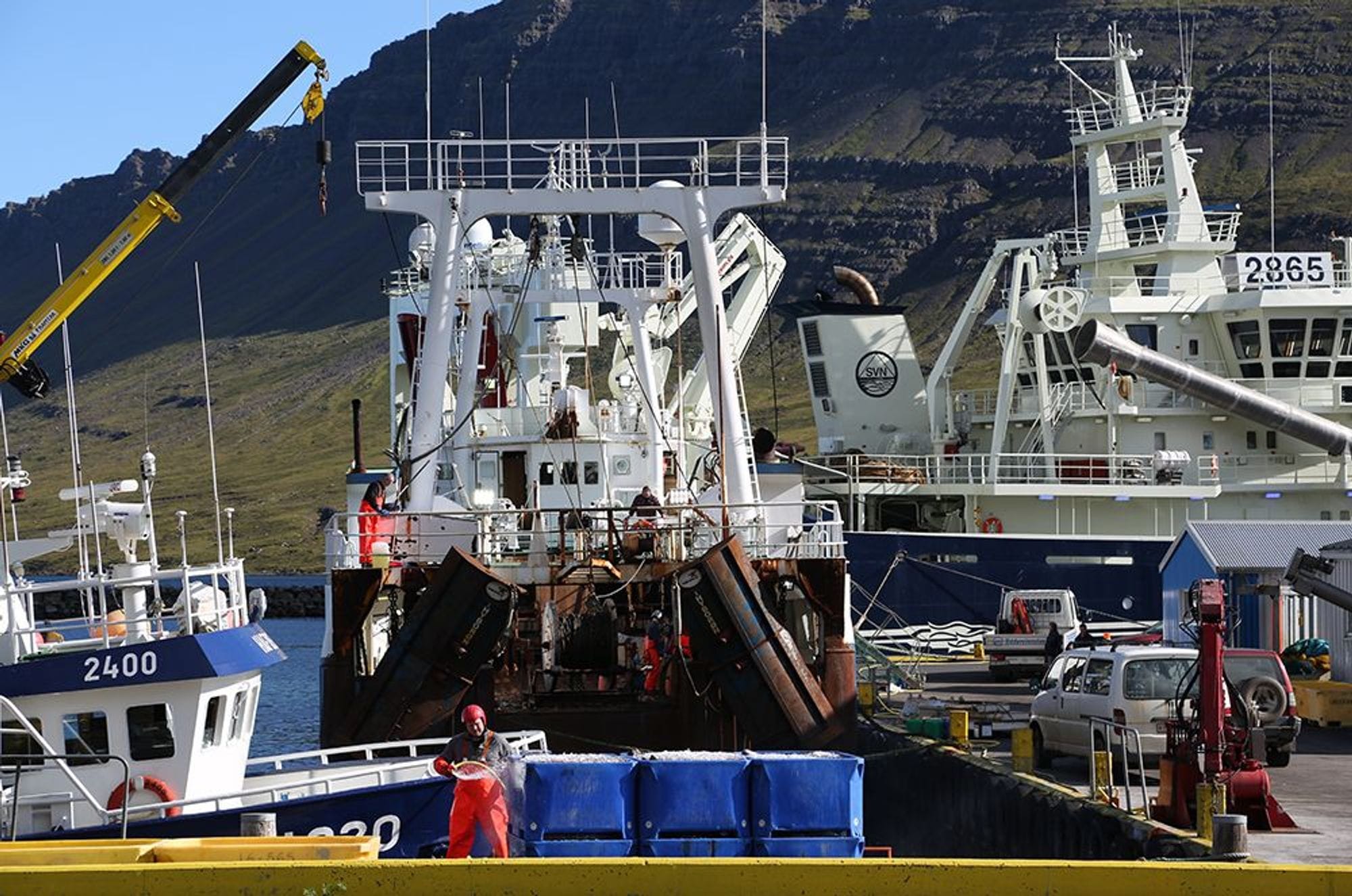 Fishing port with multiple boat docked
