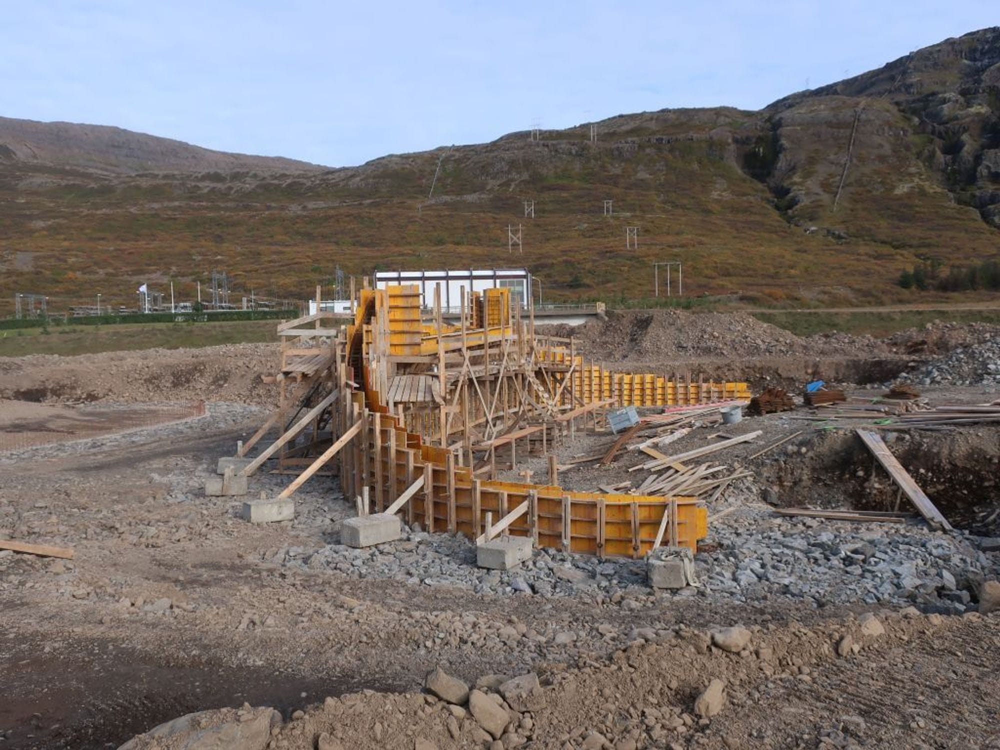 A construction foundation with formwork