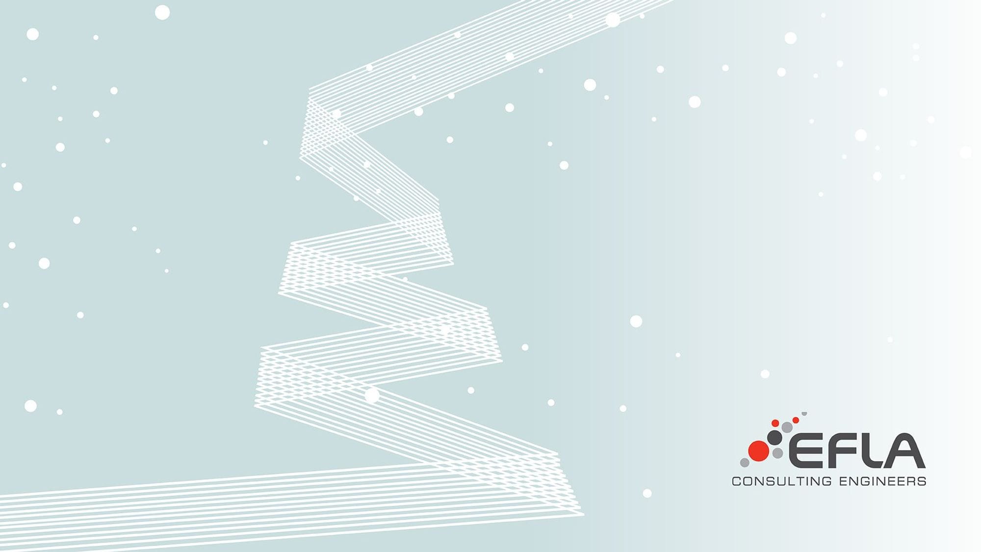 A graphic element resembling Christmas tree with text "EFLA"