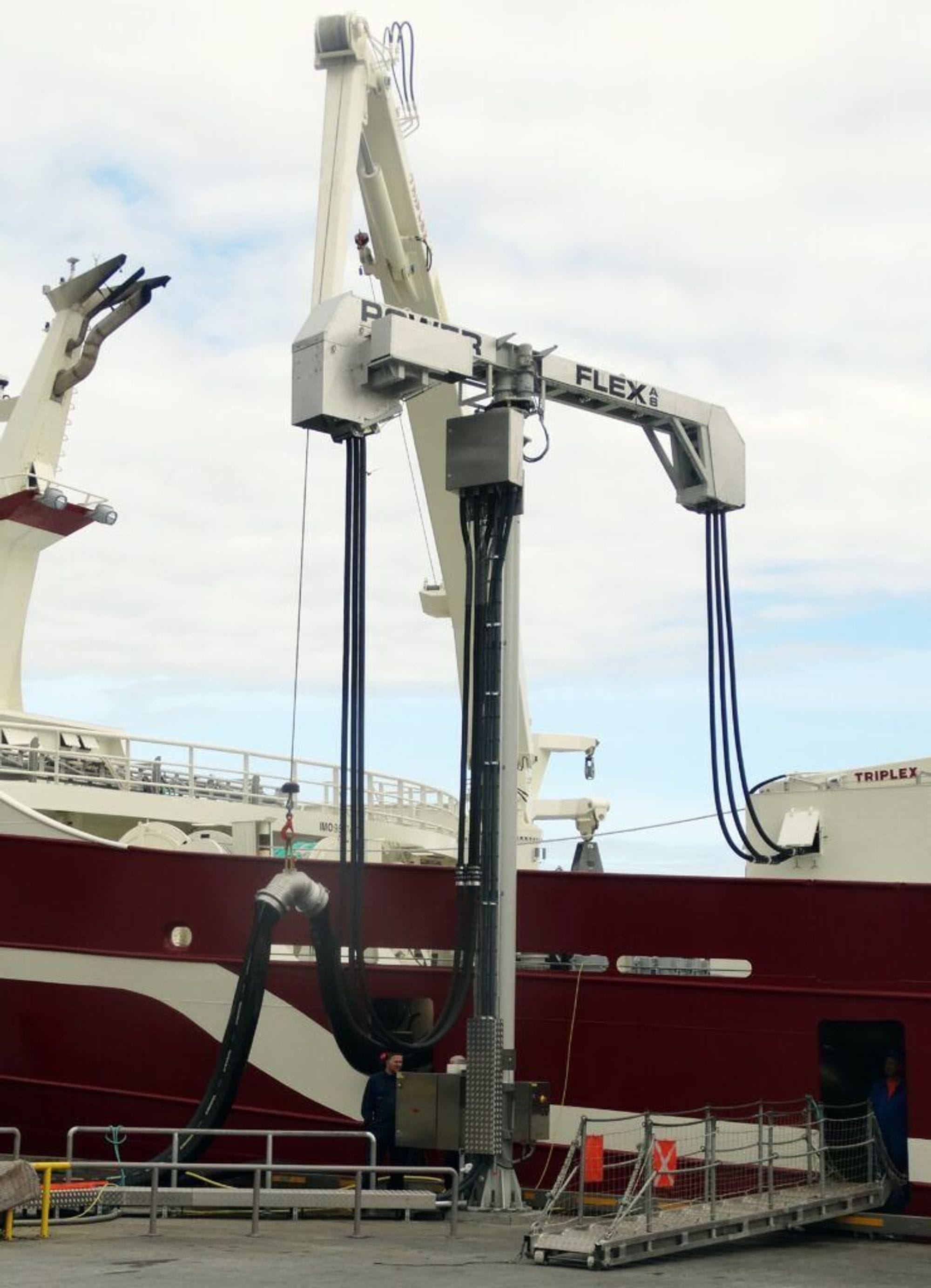 A close-up picture of a ship's deck equipment