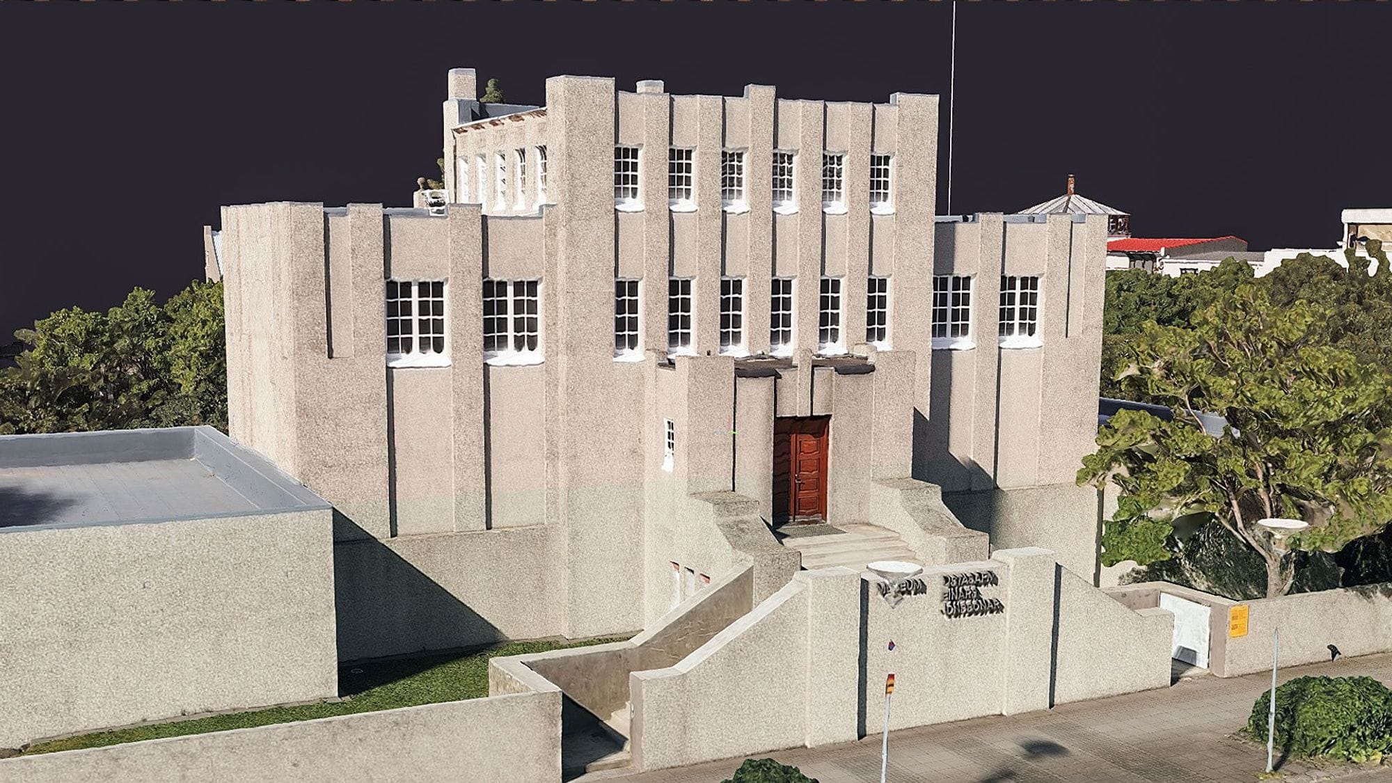 Þrívíddar rendering á Listasafni Einars Jónssonar í miðbæ Reykjavíkur