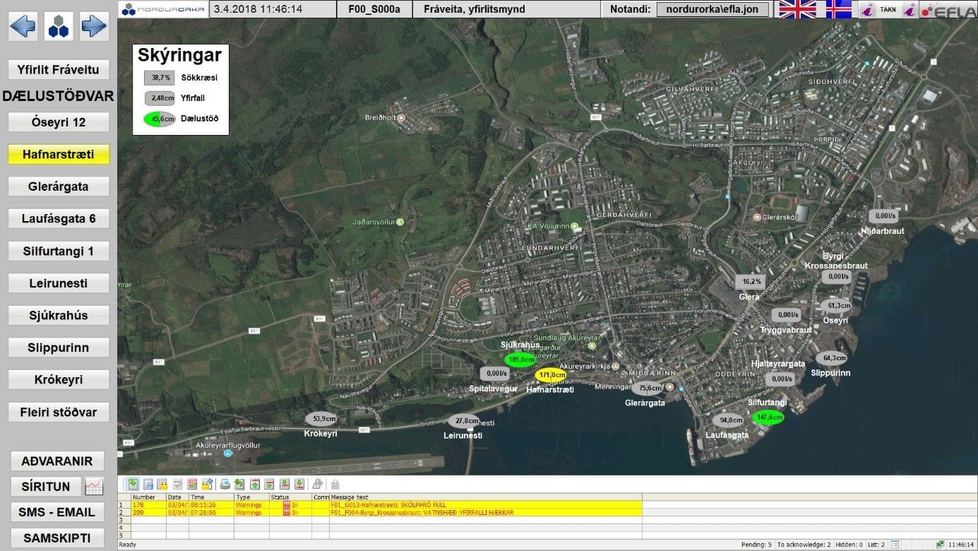 A satellite map with various locations marked 