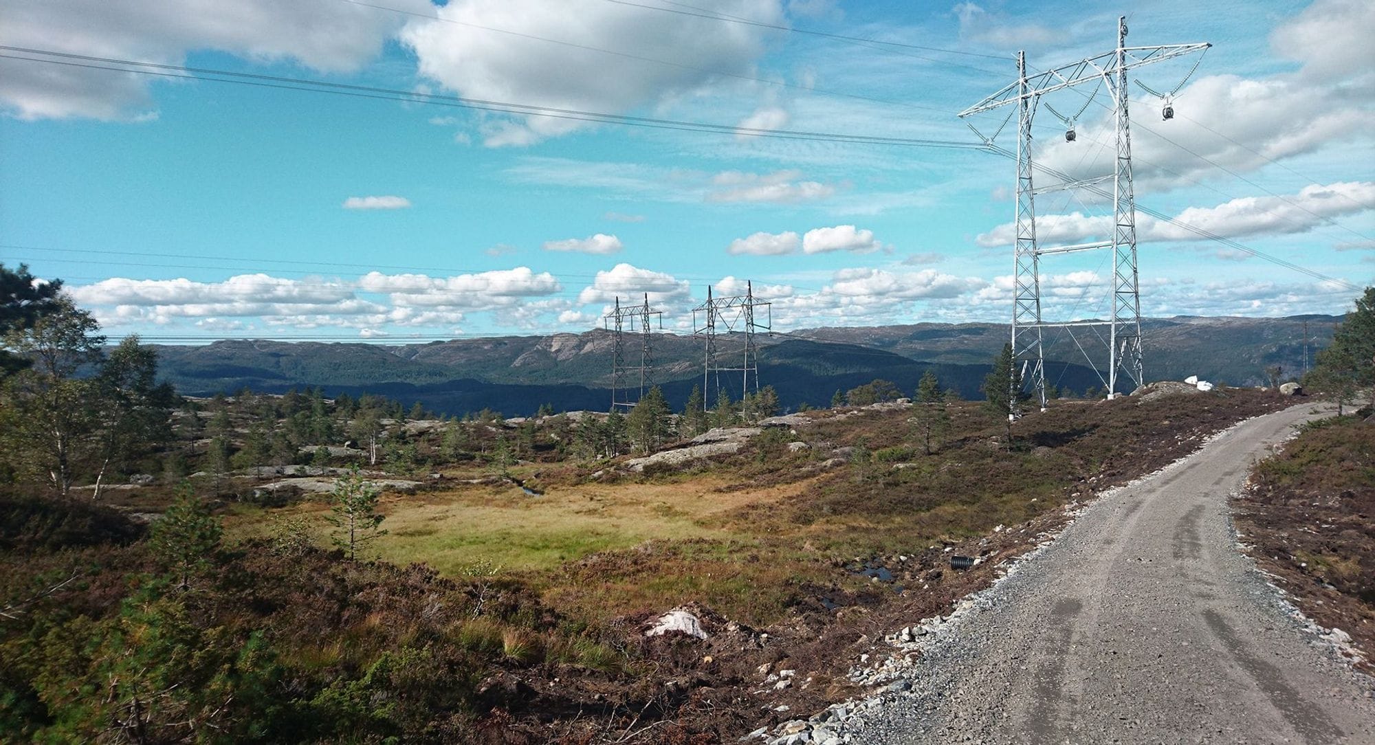 Raflínumöstur á stóru, opnu svæði.