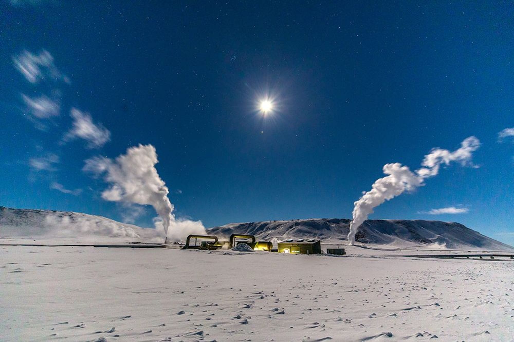 Industrial facility in snowy landscape