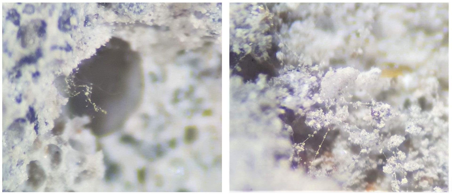 A close up photo pf minerals showing different textures