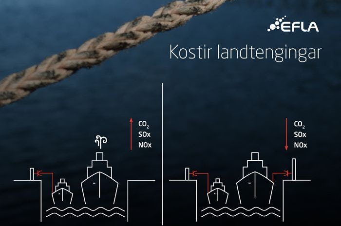 A graphic includes a rope and tiny ships with emission symbols