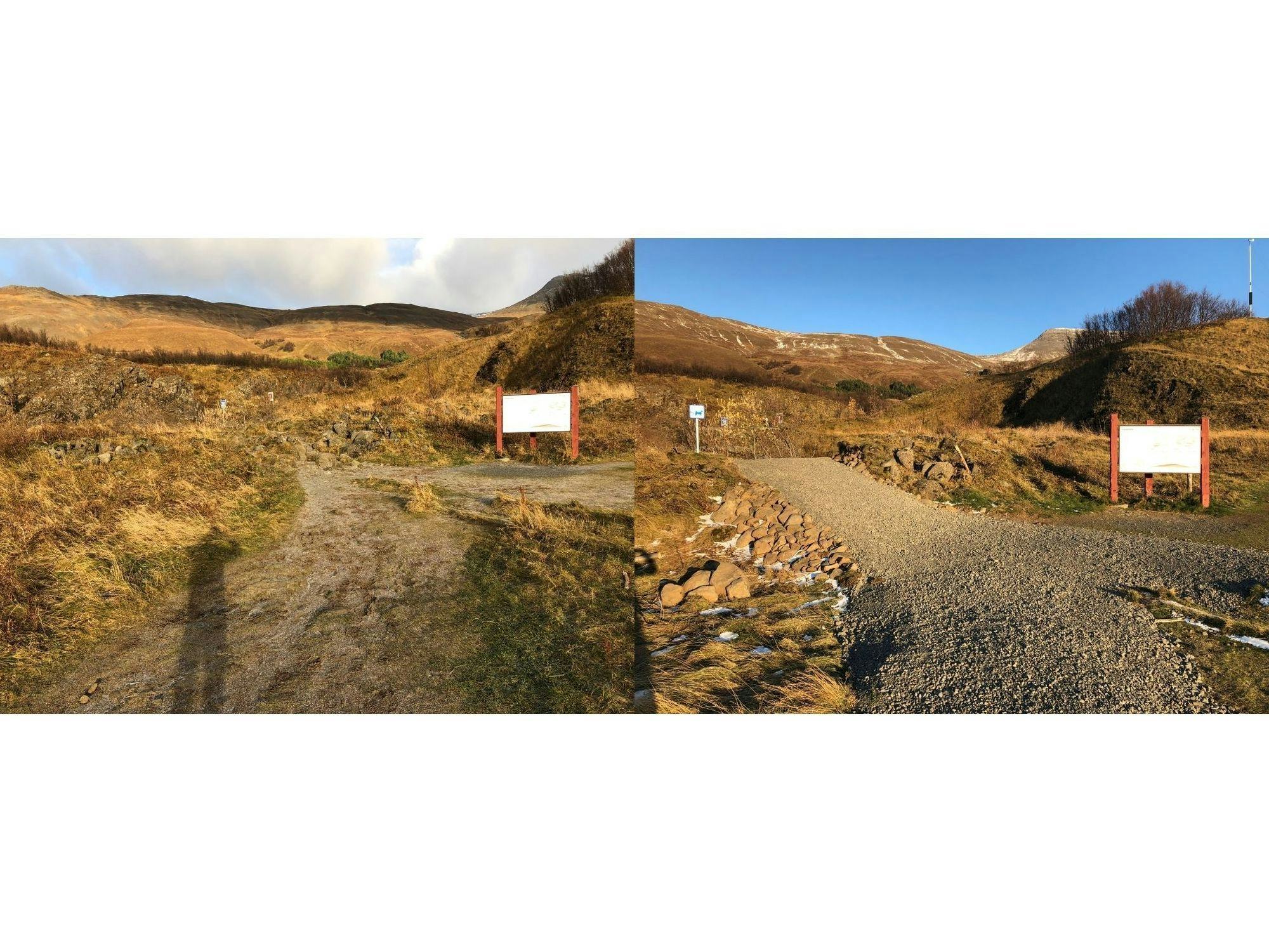  A comparative picture of rugged outdoor trail with minimum difference