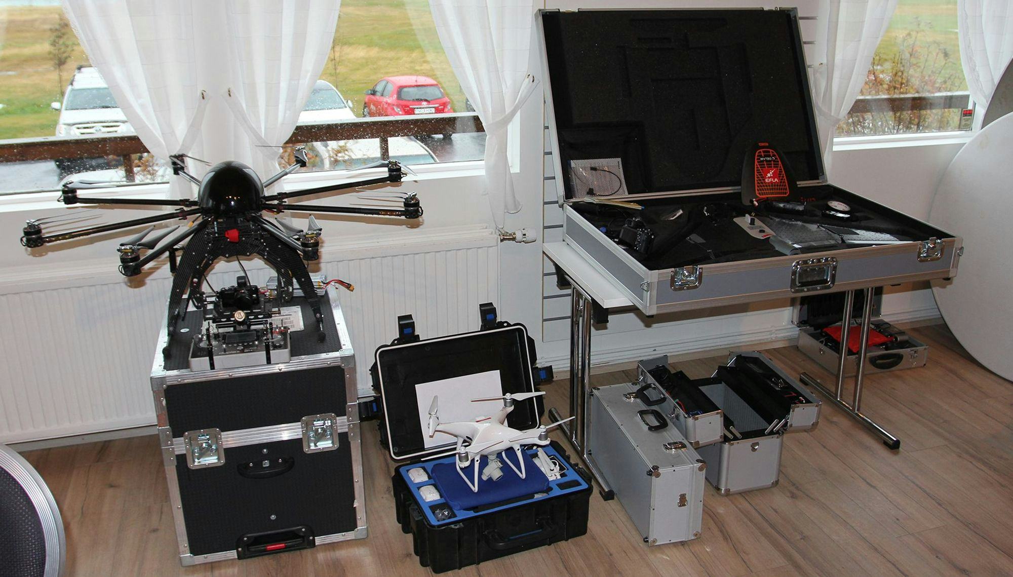 Variety of drones and their storage cases