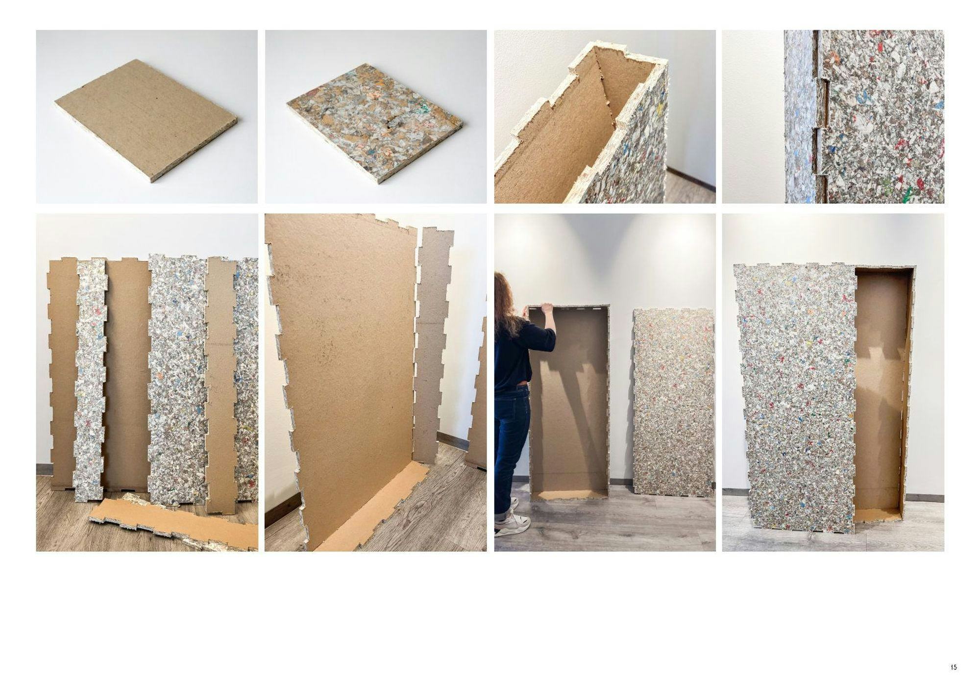 A collage of several images showcasing different stages of wall assembly or insulation