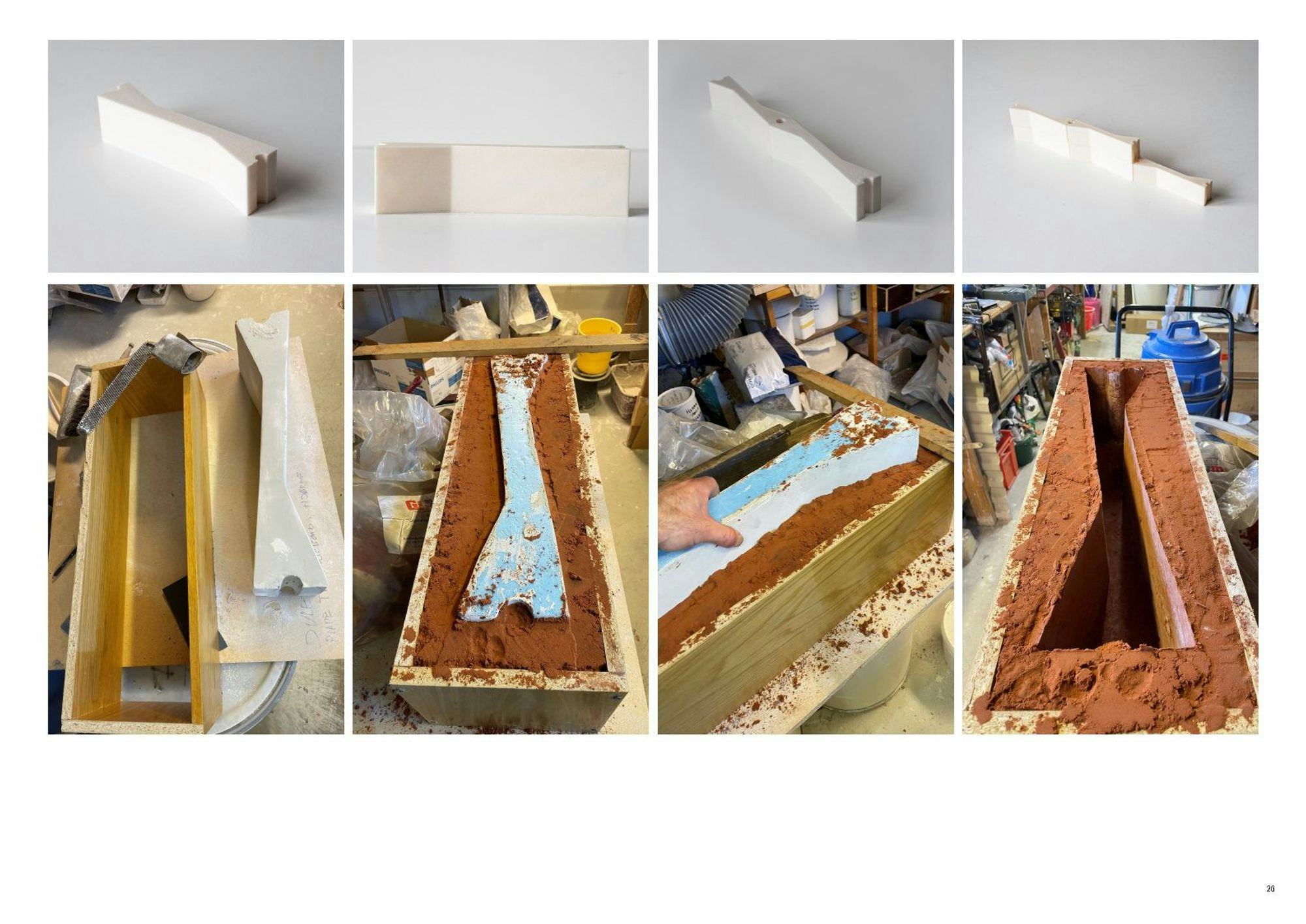 A collage of images showing different stages of molding process