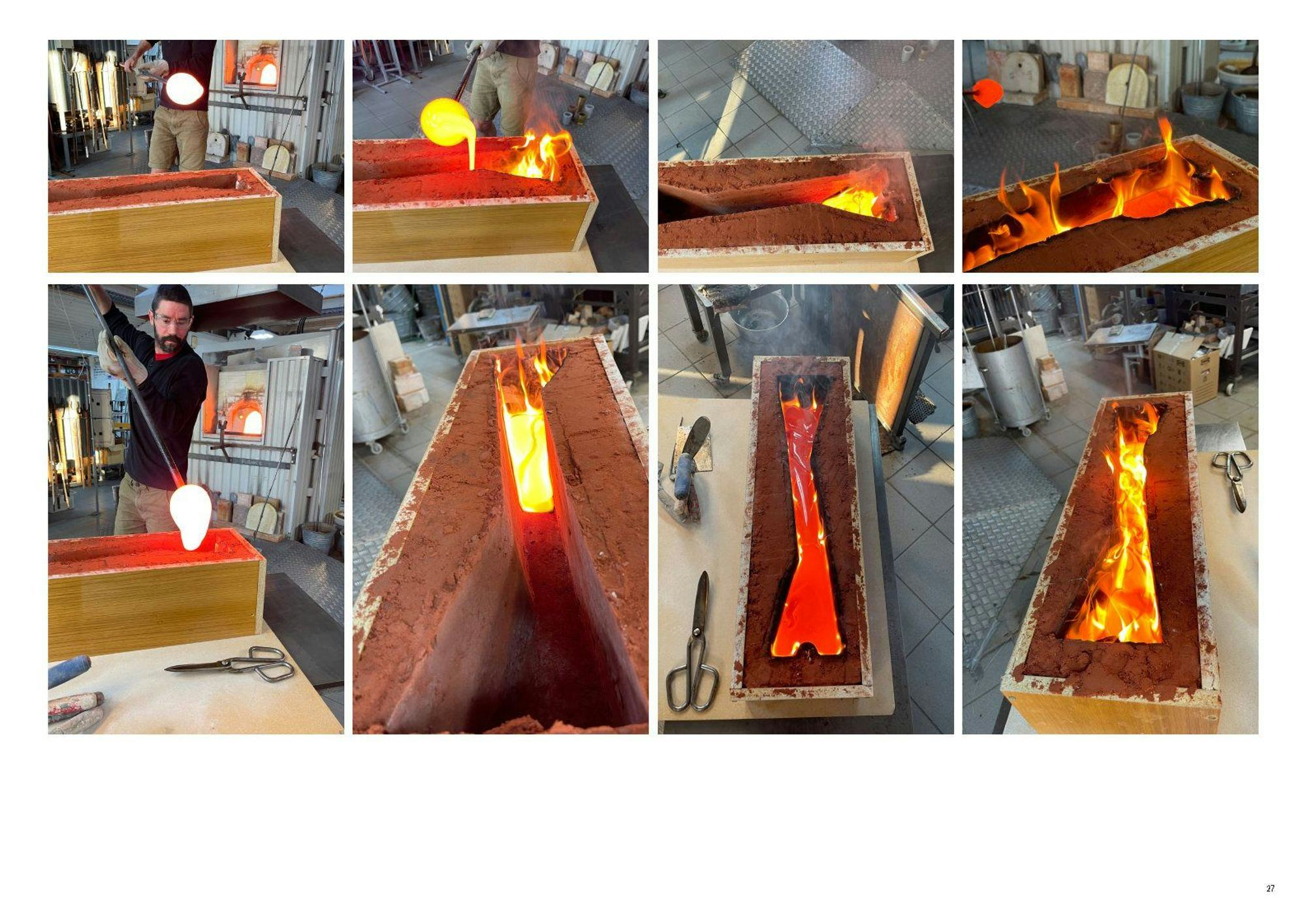 A collage of images showing different stages of molding process