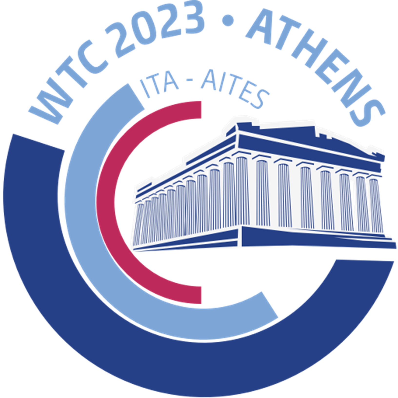 A logo featuring stylized graphic of the Parthenon and some text