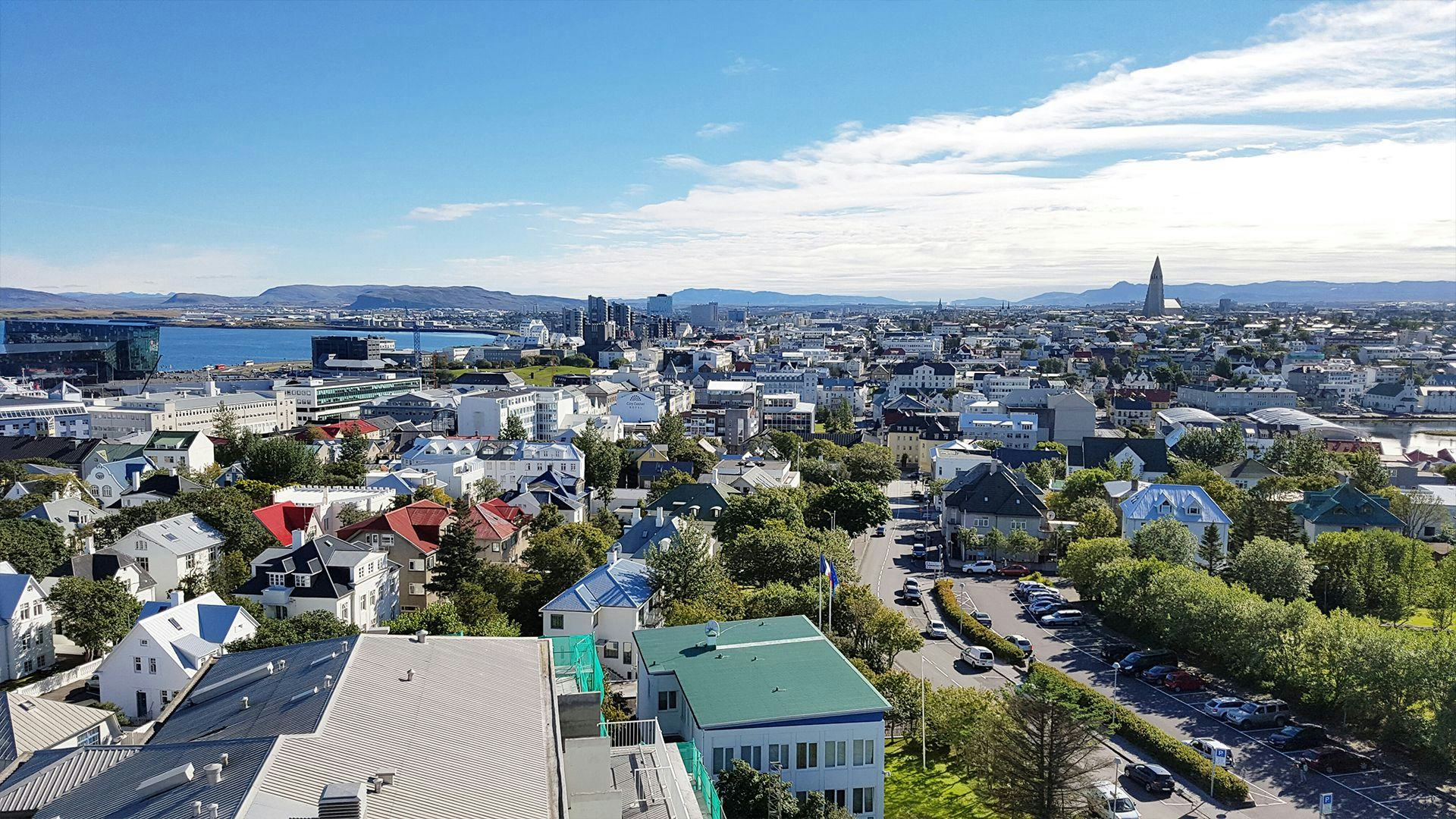 bird's eye view of reykjavik city