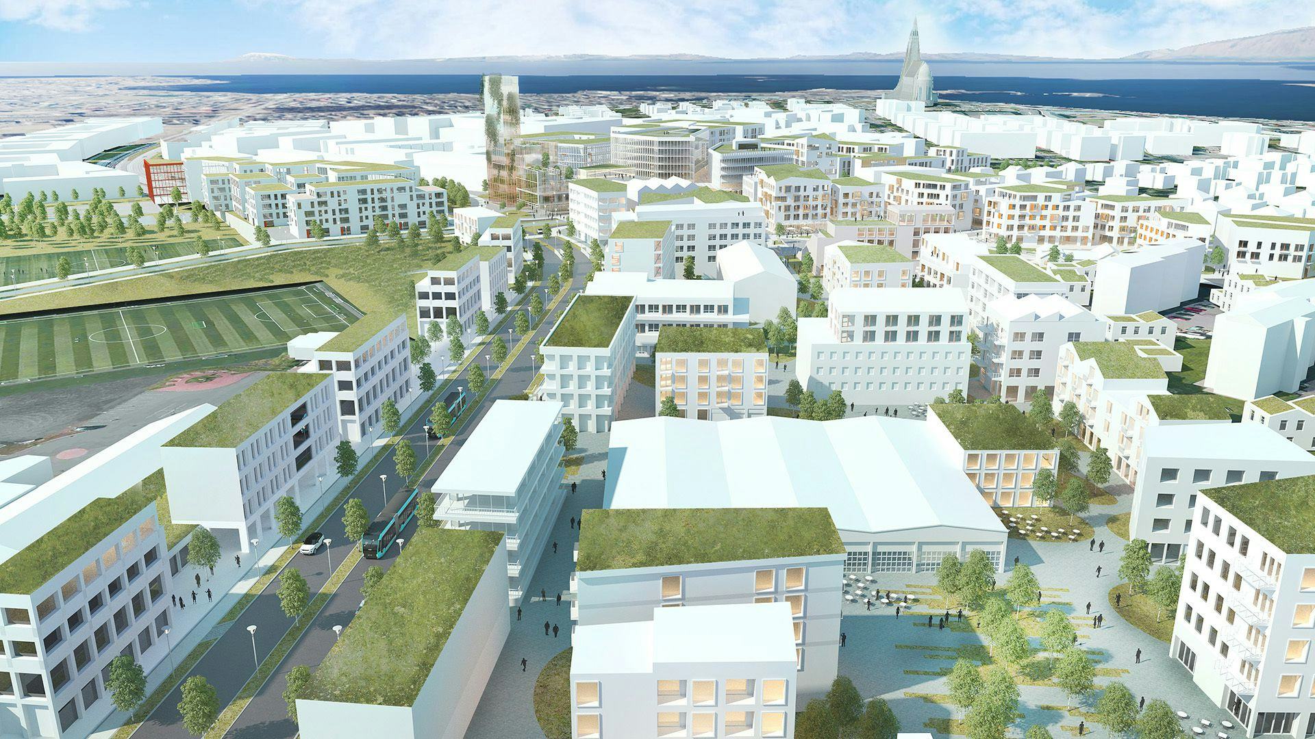3D picture of urban development with white buildings
