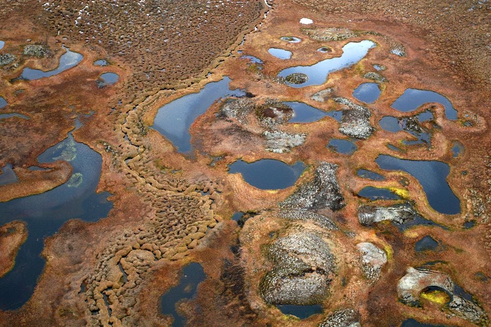colorful and textured view mineral rich water in geothermal area